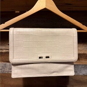 BENE White Croc-Embossed Clutch